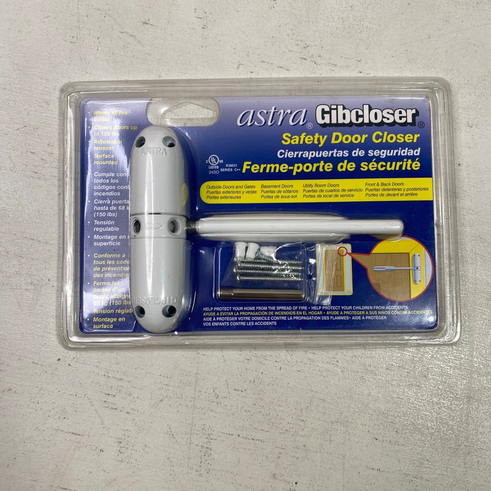 Astra Gibcloser Safety Door Closer White Surface Mount KC10HD Adjustable 150lb